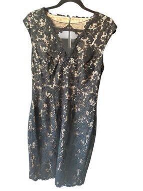 Vince Camuto Black Lace Sheath Dress Nude Lining NWT